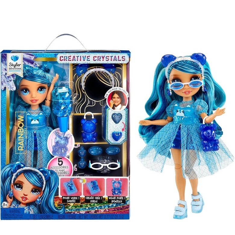 MGA 522911 - Rainbow High Creative Crystals Skyler Bradshaw Blue zilā lelle