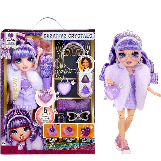 MGA 523161 - Rainbow High Creative Crystals Violet Willow Purple violetā lelle