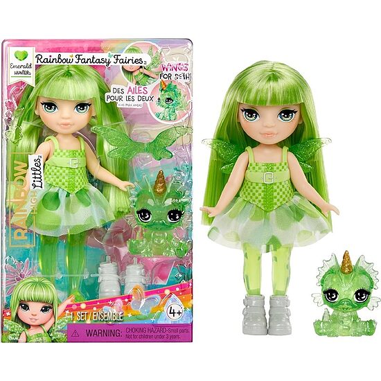 MGA 543404 - Rainbow High Littles Rainbow Fantasy Fairies & Pet lelle Emerald zaļa