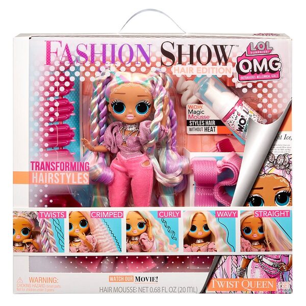 MGA 584292 - LOL Surprise OMG Fashion Show Hair Edition Twist Queen Fashion Doll with Transforming Hair lelle