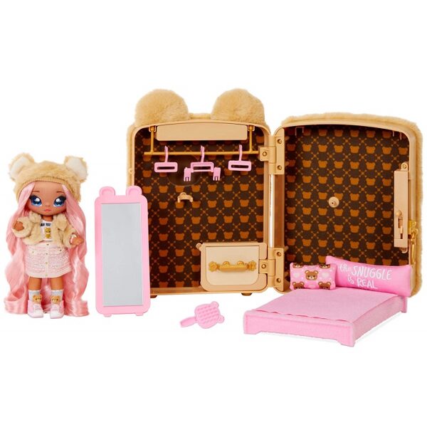 MGA 575702 - Na Na Na Surprise 3-in-1 Backpack Bedroom Playset Sarah Snuggles in Exclusive Outfit