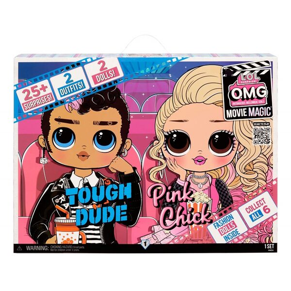 MGA 576501 - LOL Surprise OMG Movie Magic 2 Pack Fashion Dolls -Tough Dude & Pink Chick lol lelles