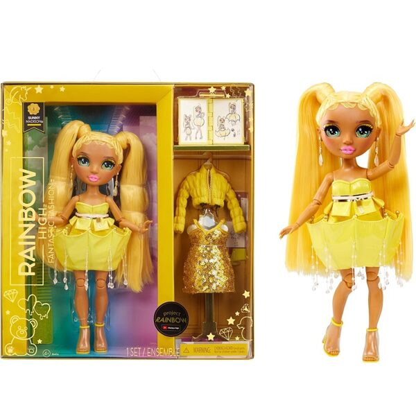 MGA 587347 - Rainbow High Fantastic Fashion Doll - Sunny Madison yellow dzeltena modes lelle