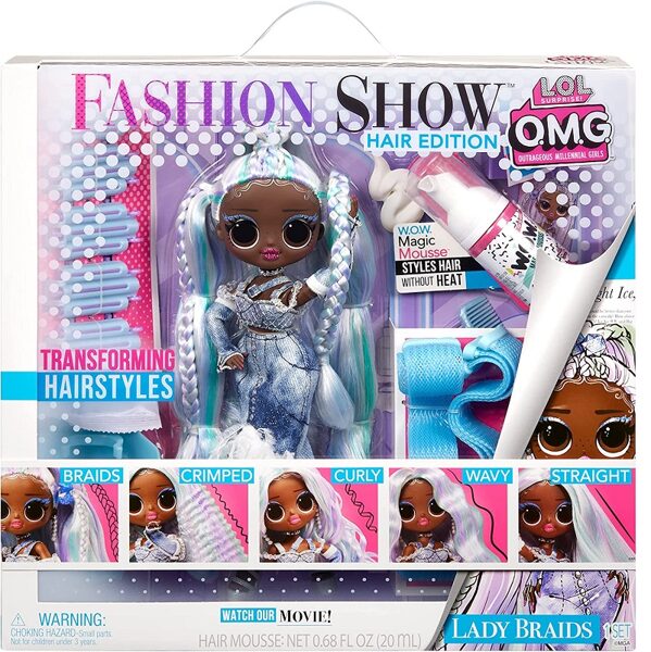 MGA 584285 - LOL Surprise OMG Fashion Show Hair Edition Lady Braids Fashion Doll with Transforming Hair lelle