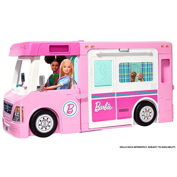 Mattel GHL93 Barbie 3in1 Dream Camper mašīna ar baseinu un laivu, 60 aksesuāri